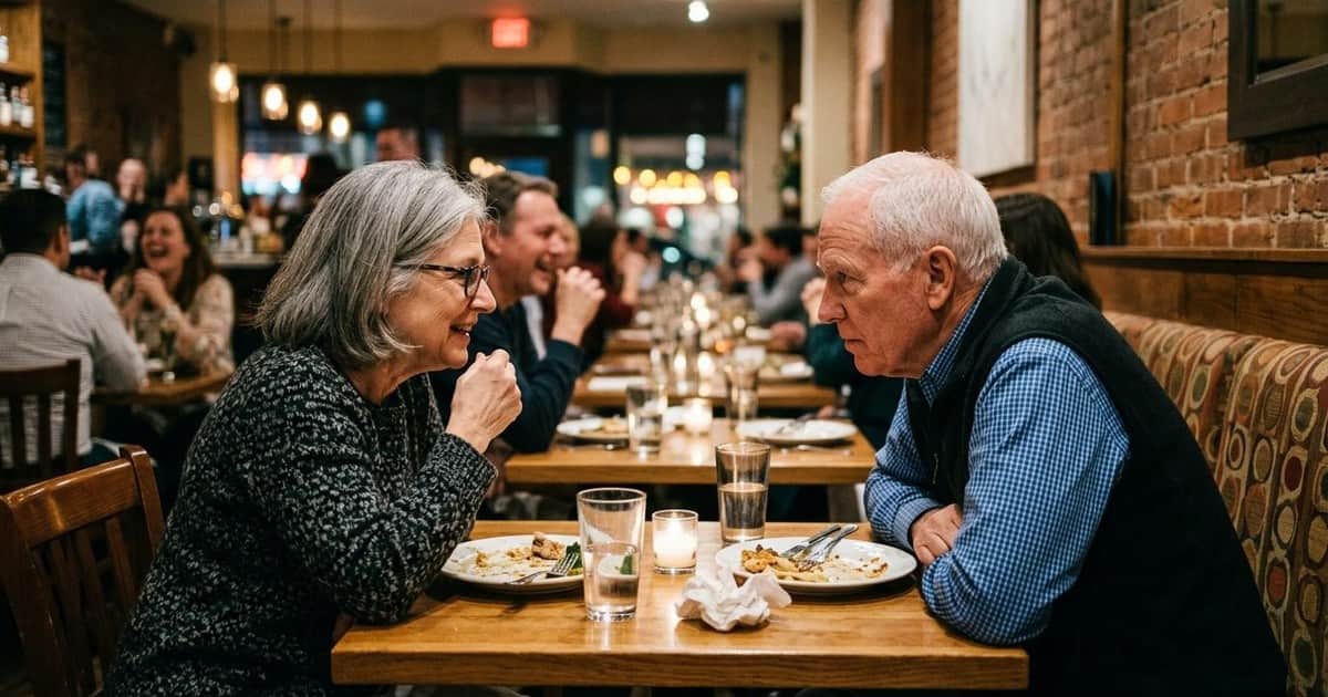 La psicología dice que las personas mayores de 60 años que no pueden seguir una conversación en un restaurante ruidoso pero oyen bien en casa no se están quedando sordas; el procesamiento del habla en entornos ruidosos es una habilidad independiente, y la capacidad del cerebro para separar una voz de la multitud disminuye independientemente de la audición