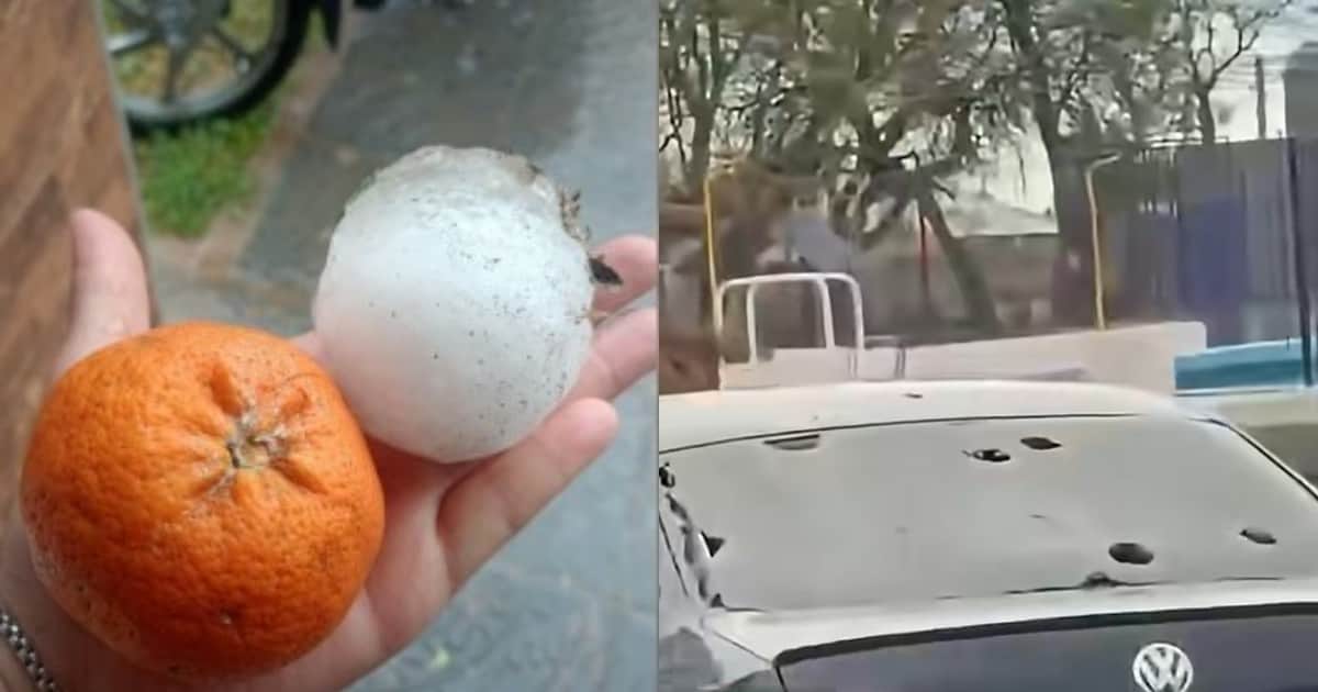 Granizo del tamaño de una mandarina: una fuerte tormenta causó destrozos en el centro del país