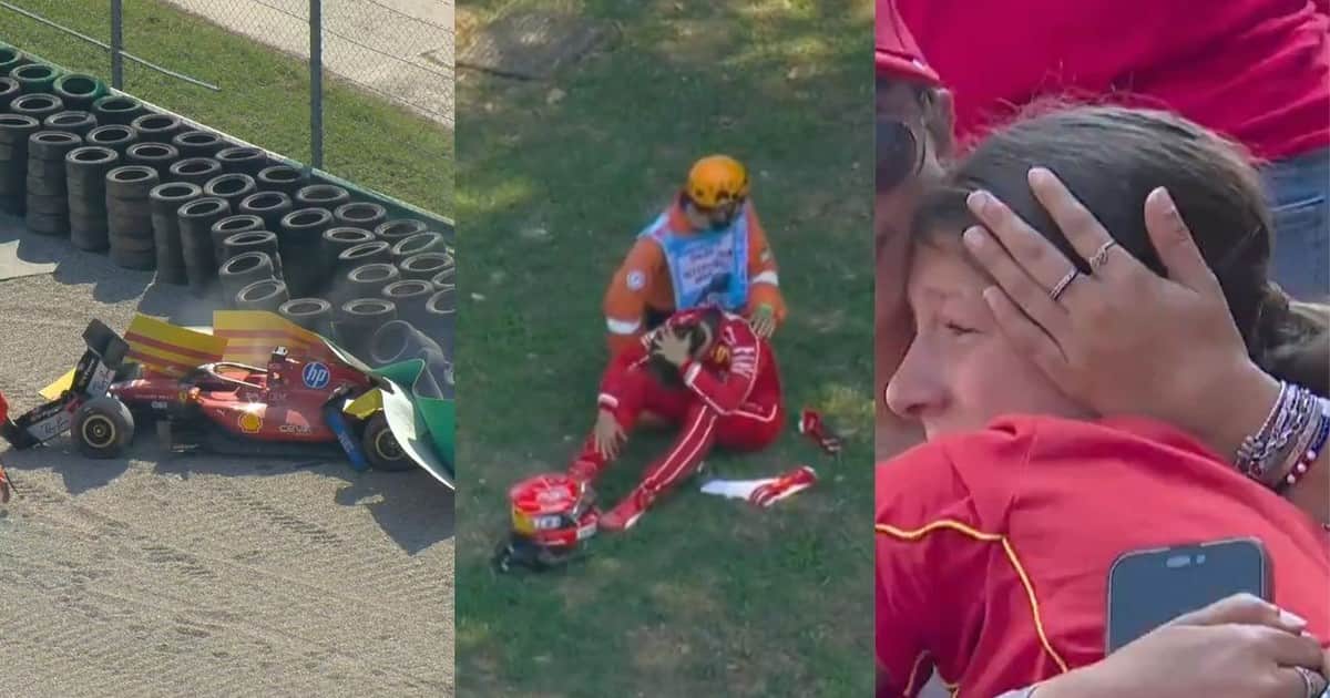 Video: Leclerc chocó, lo asistieron y Ferrari lloró