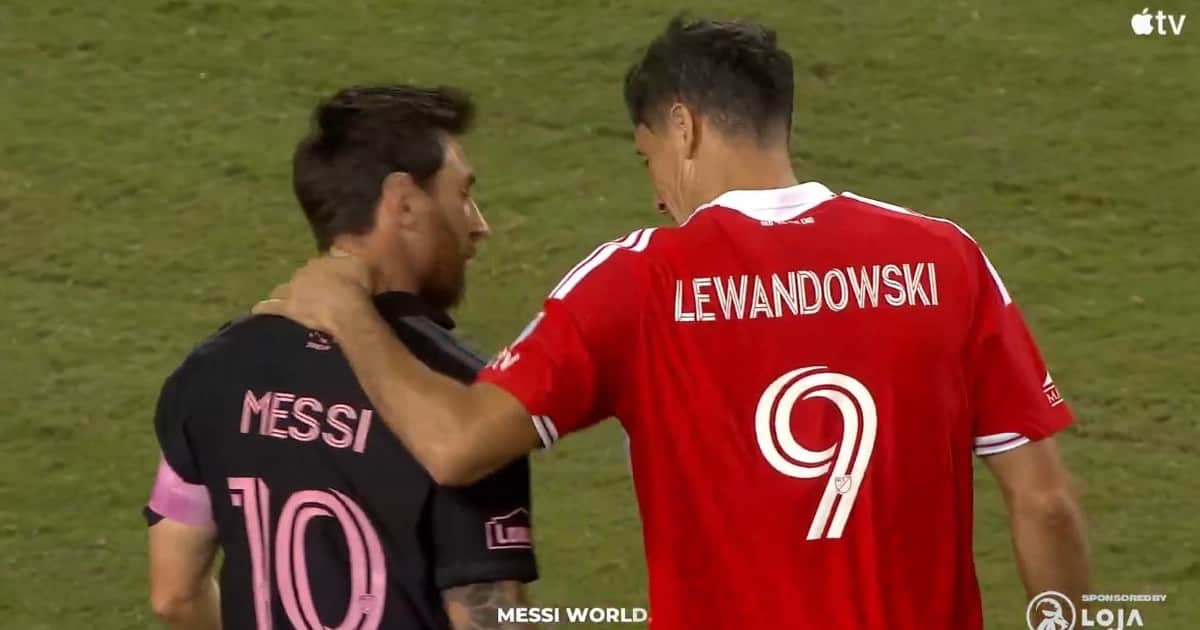 La buena onda entre Messi y Lewandowski en el partido entre Inter Miami y Chicago Fire