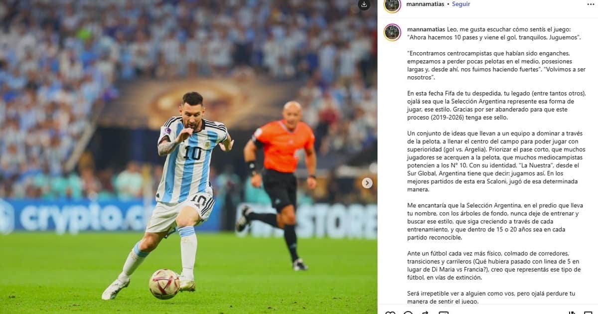 La emotiva carta a Messi de un ayudante de Scaloni
