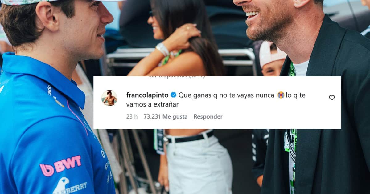 El comentario de Colapinto en el posteo de Messi: "Ojalá no te vayas nunca"