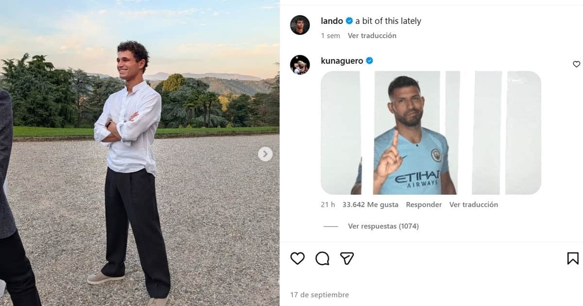 Hasta el Kun Agüero le contestó a Lando Norris tras su crítica a Franco Colapinto