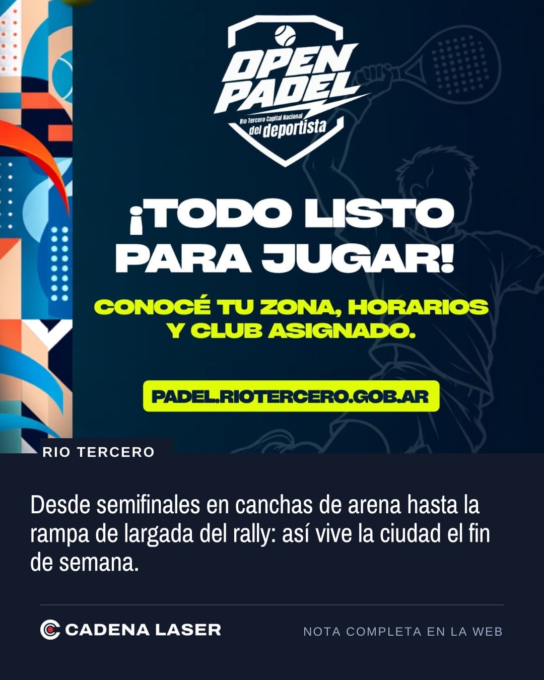 Río Tercero vive un fin de semana a puro deporte con el Open Padel y el regreso del rally