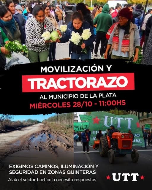 Productores del cinturón hortícola de La Plata harán un tractorazo para reclamar por caminos destruidos, robos y falta de iluminación