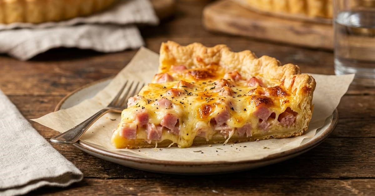 Tarta de jamón y queso sin huevo