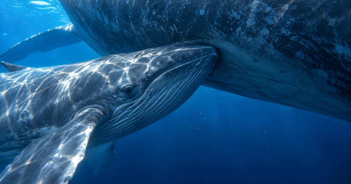 Las ballenas azules alimentan a sus crías bajo el agua expulsando leche directamente en sus bocas: cómo funciona la lactancia del animal más grande del planeta