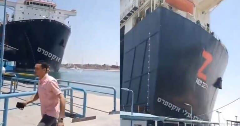 Impactantes imágenes: un buque de carga se desvió y chocó contra un muelle