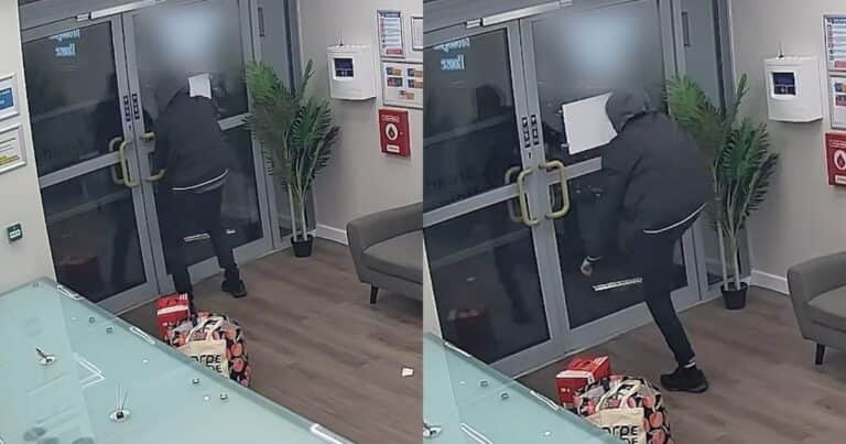 Robó en un edificio, quedó atrapado y forzó la puerta hasta que encontró el botón para salir: todo quedó grabado