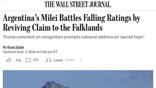 The Wall Street Journal analizó el giro de Javier Milei con Malvinas y lo vinculó con la caída de su popularidad