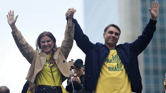 La manifestación que comandó Flavio Bolsonaro