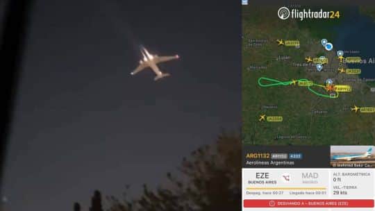 Por una falla ruidosa en un motor, un avión de Aerolíneas Argentinas que iba a Madrid tuvo que volver a Ezeiza