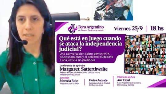 Un foro de juristas se expidió por la jueza De Marinis