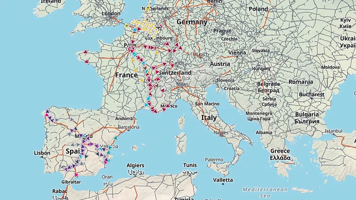 Nuevo mapa en tiempo real permite seguir trenes en Francia, España y Bélgica