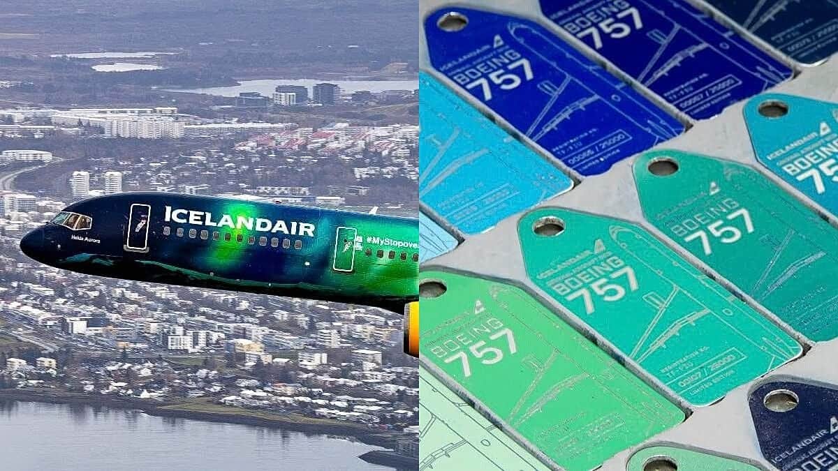El avión de auroras boreales de Icelandair se convierte en llaveros