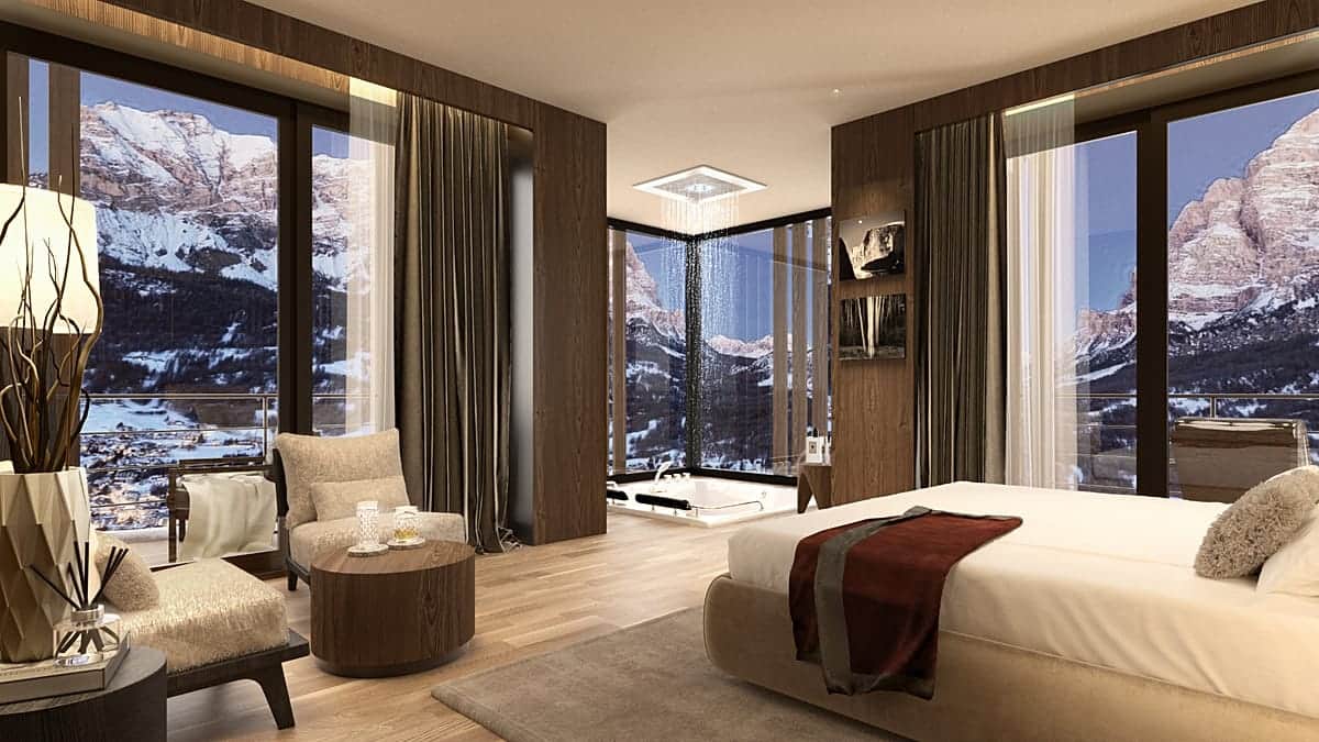 Todas las habitaciones de este nuevo hotel de lujo tienen vistas espectaculares a los Dolomitas