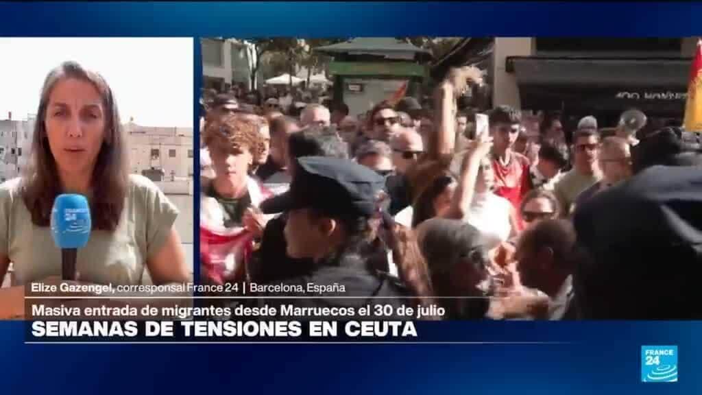 Manifestantes radicales agreden a periodistas y migrantes en una protesta en Ceuta, España