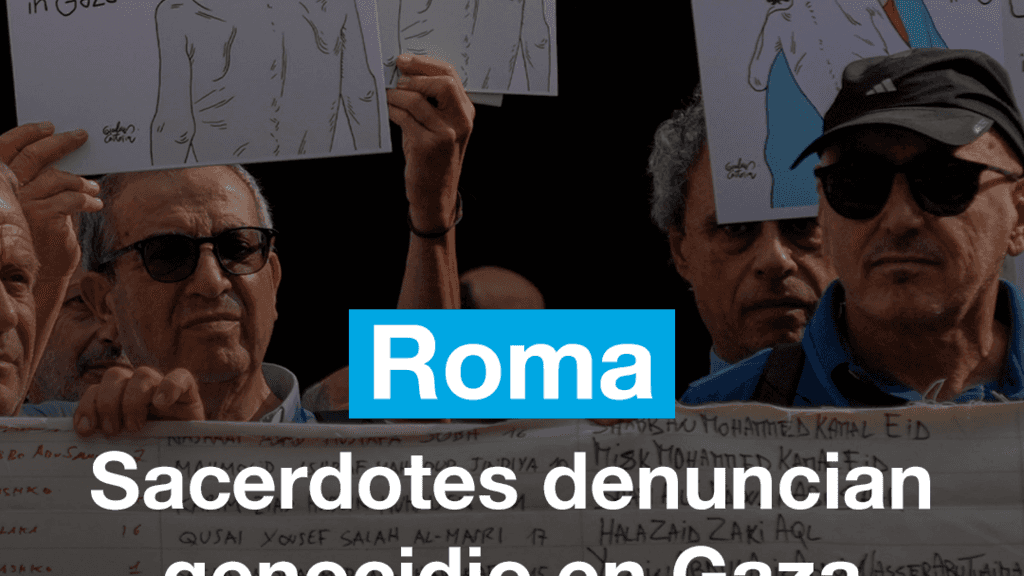 Sacerdotes marchan en Roma denunciando un genocidio en Gaza