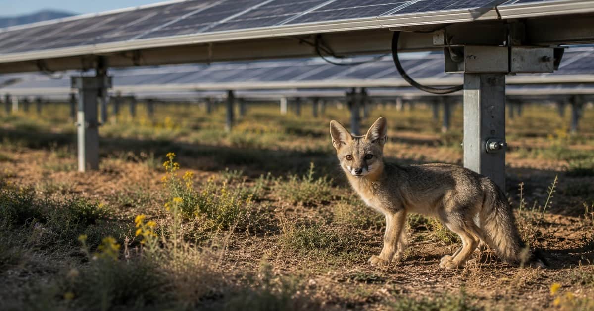 Se esperaba que los paneles que cubren más de 1200 acres del valle de Panoche en California ahuyentaran al zorro kit de la zona, pero en cambio, los animales cavaron madrigueras y criaron camadas debajo de las hileras
